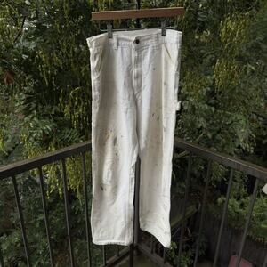 1980s Sears Faded Paint Splatter Carpenter Work Pants Grunge Workwear Size 30